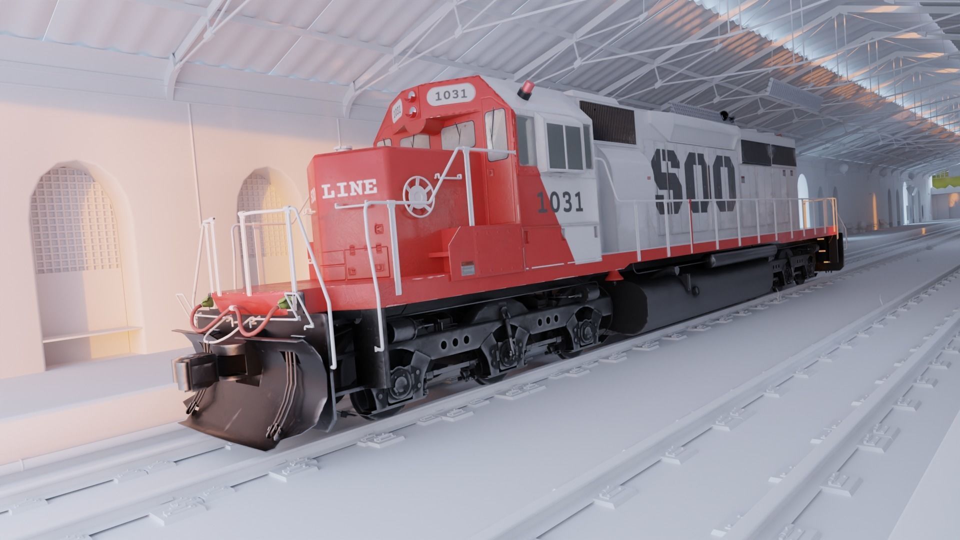 Locomotive Diesel Electric EMD SD40-2 Realistic Low-poly model Low-poly 3D model_8