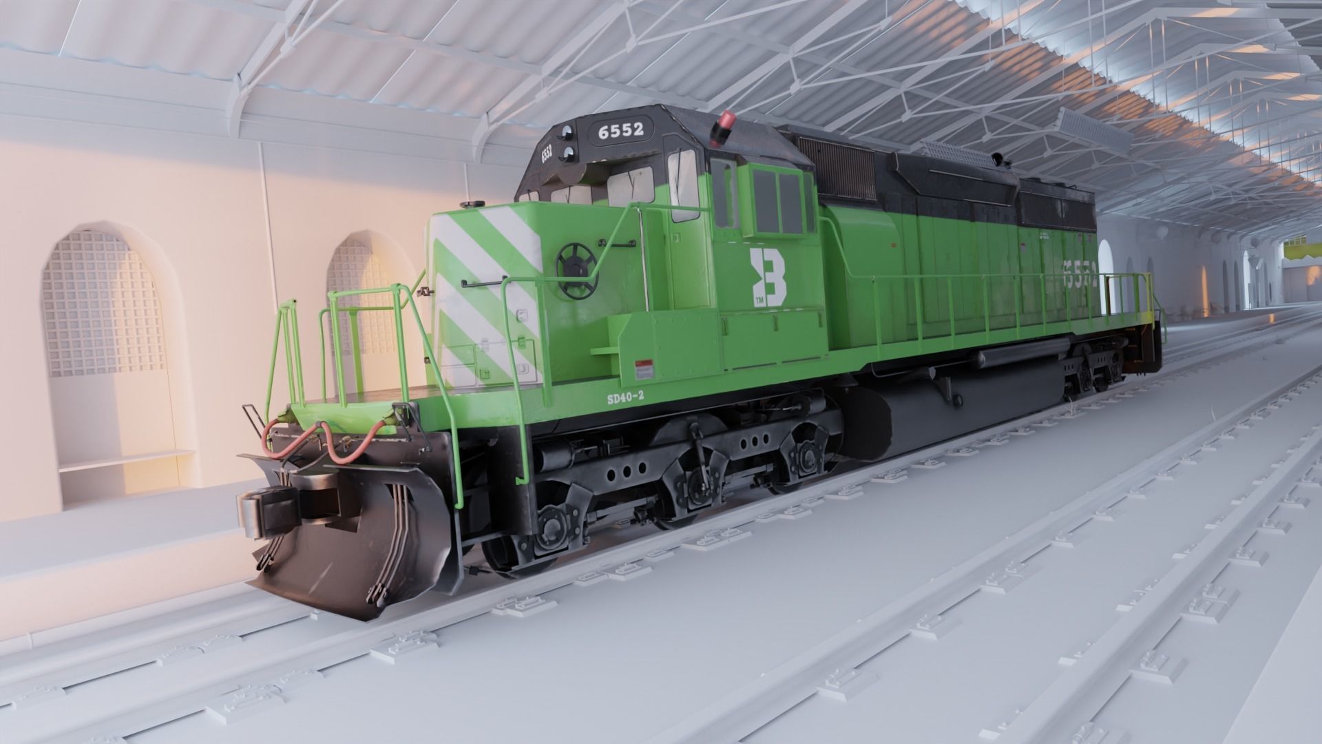 Locomotive Diesel Electric EMD SD40-2 Realistic Low-poly model Low-poly 3D model_9