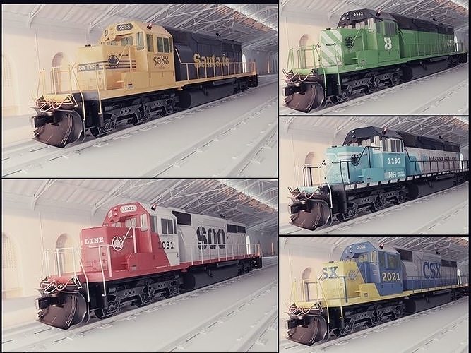 Locomotive Diesel Electric EMD SD40-2 Realistic Low-poly model Low-poly 3D model