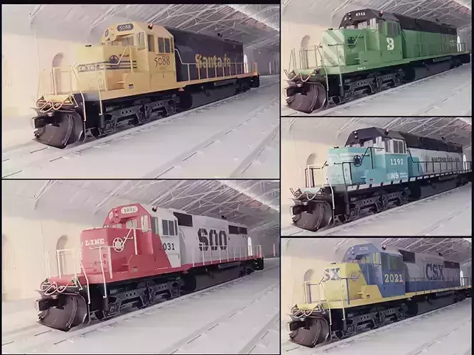 Locomotive Diesel Electric EMD SD40-2 Realistic Low-poly model Low-poly 3D model