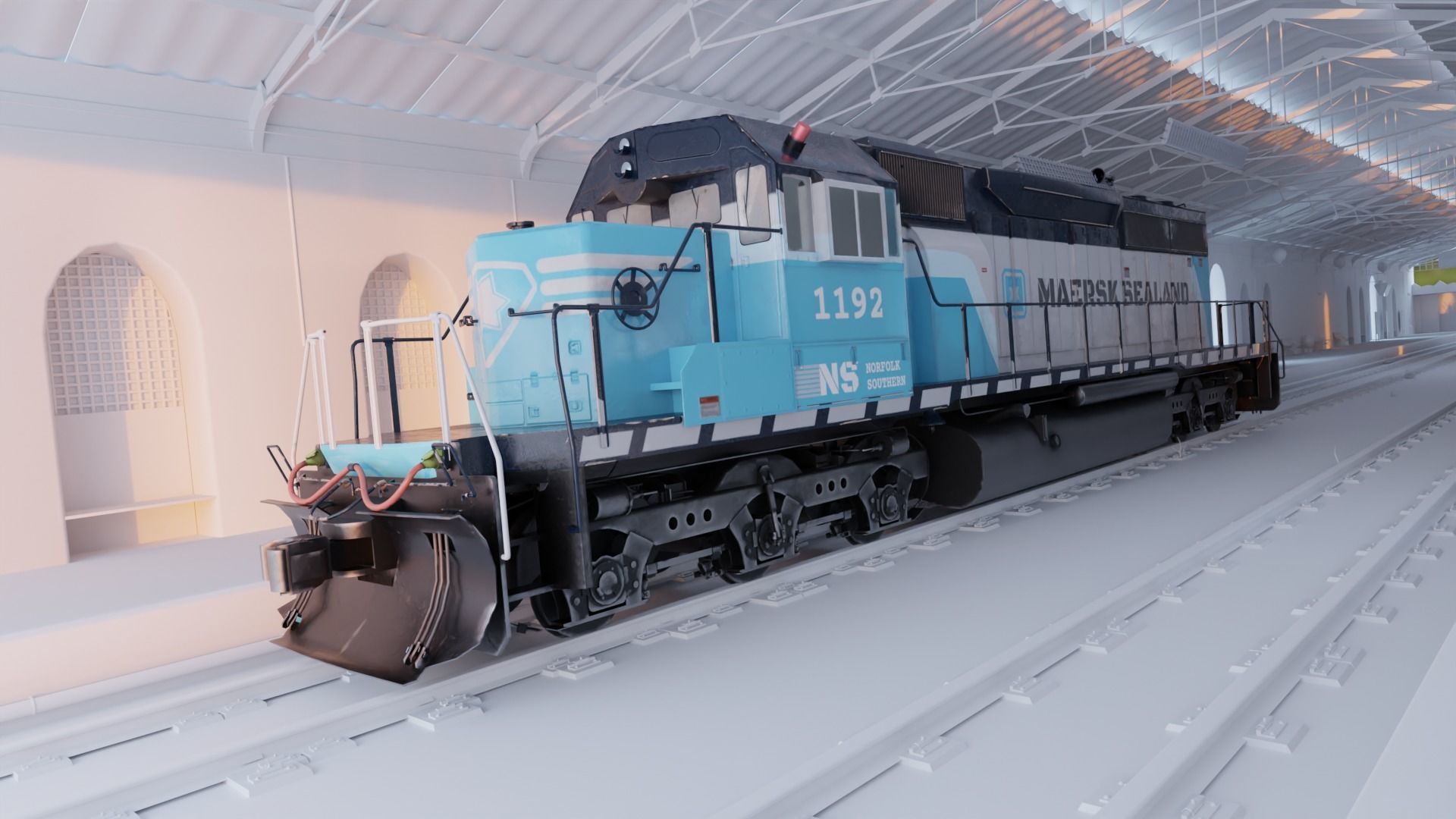Locomotive Diesel Electric EMD SD40-2 Realistic Low-poly model Low-poly 3D model_10