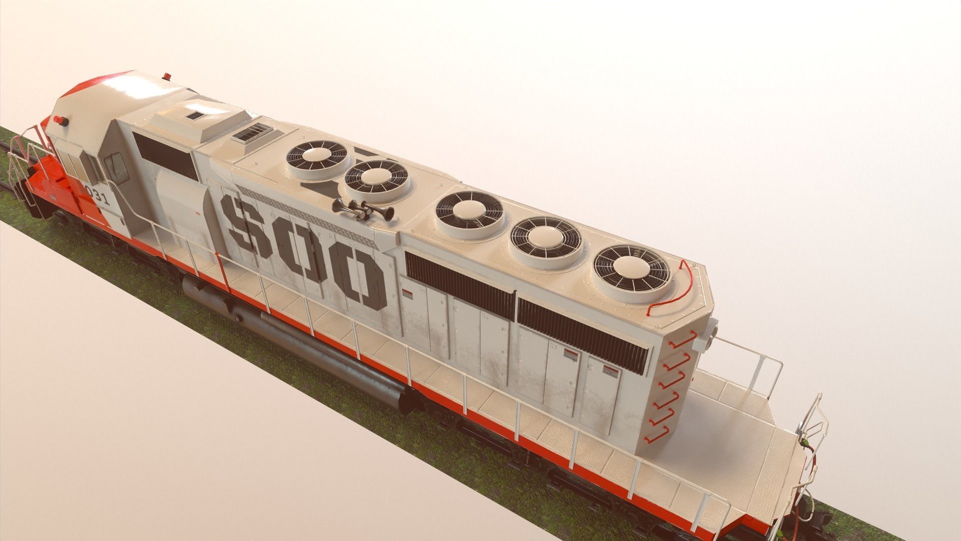 Locomotive Diesel Electric EMD SD40-2 Realistic Low-poly model Low-poly 3D model_33