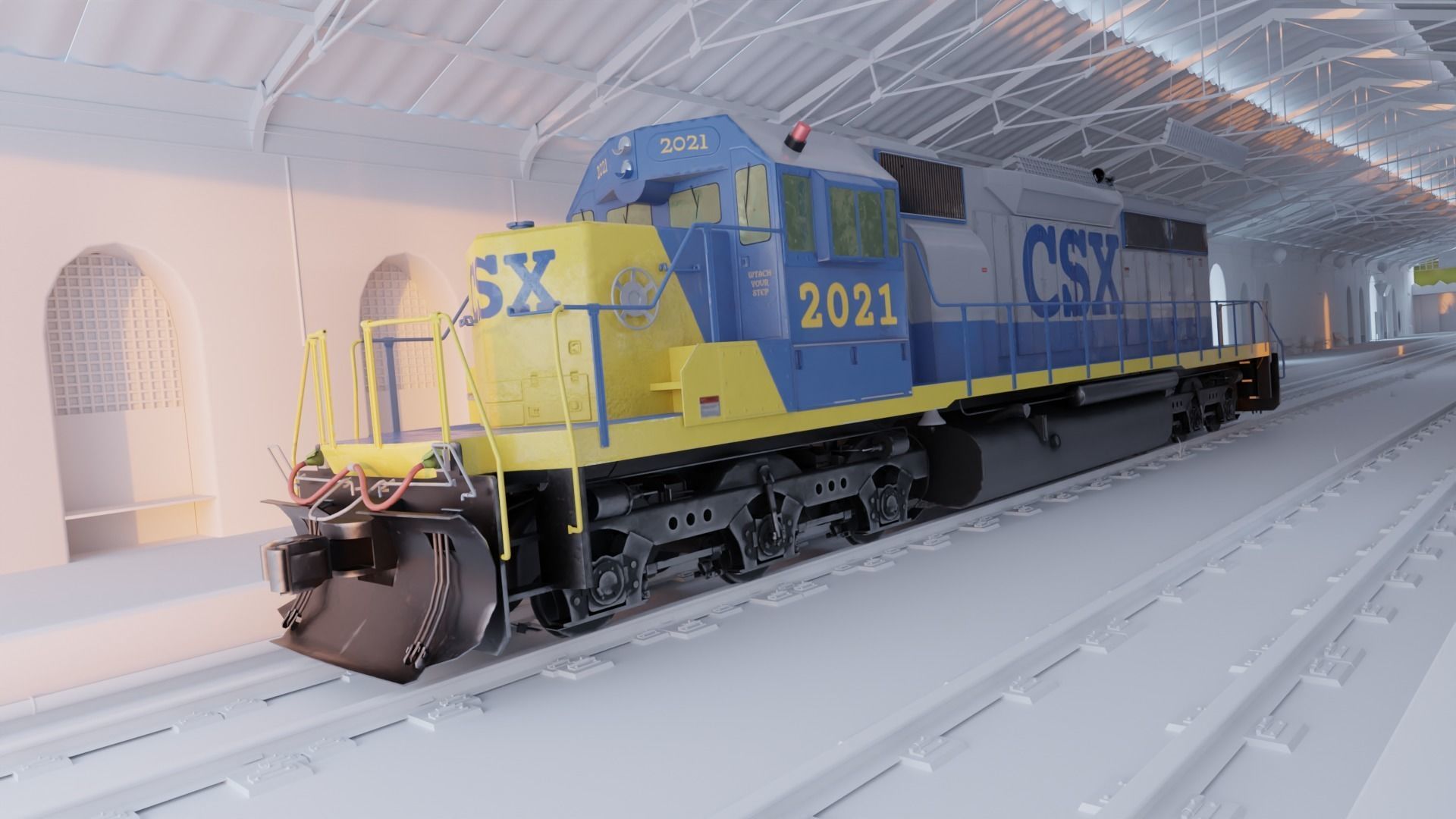 Locomotive Diesel Electric EMD SD40-2 Realistic Low-poly model Low-poly 3D model_7