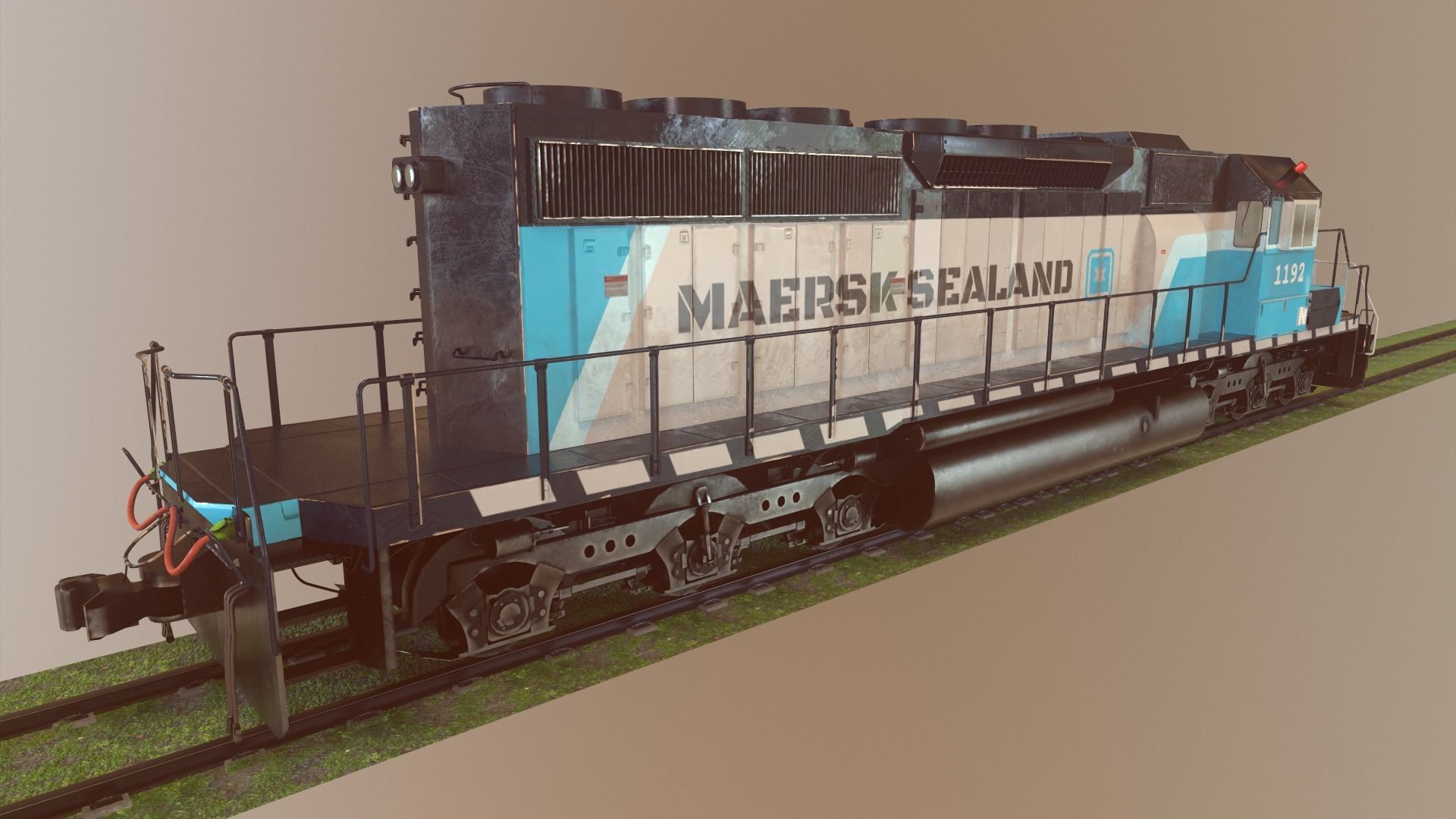 Locomotive Diesel Electric EMD SD40-2 Realistic Low-poly model Low-poly 3D model_26