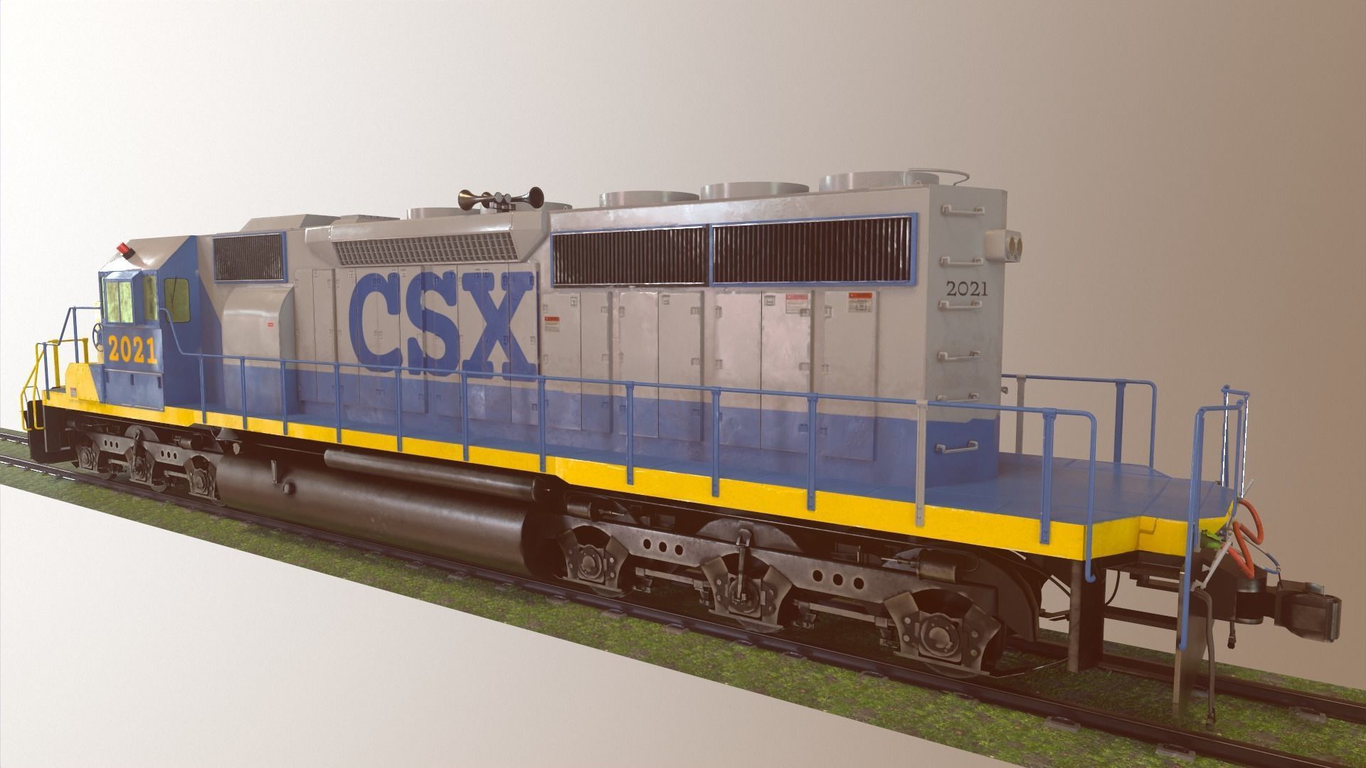 Locomotive Diesel Electric EMD SD40-2 Realistic Low-poly model Low-poly 3D model_14