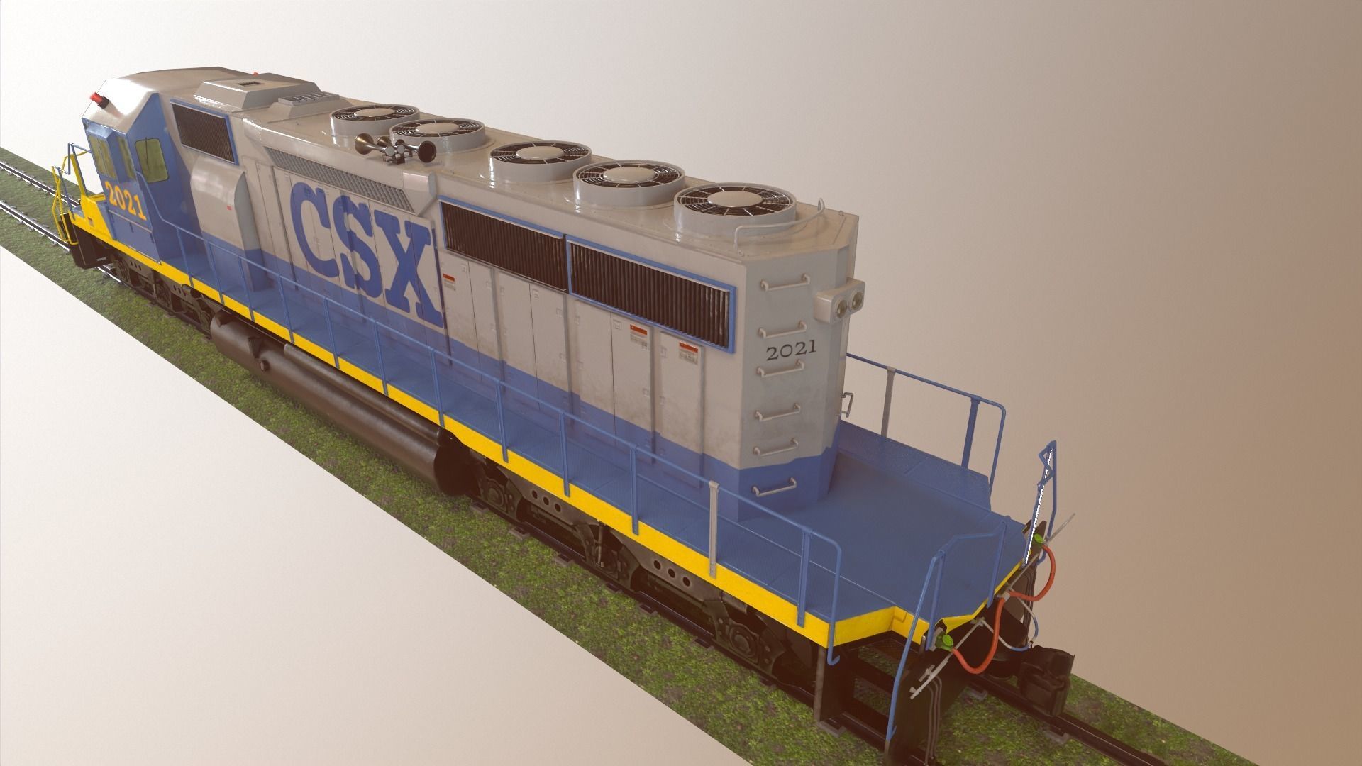 Locomotive Diesel Electric EMD SD40-2 Realistic Low-poly model Low-poly 3D model_16