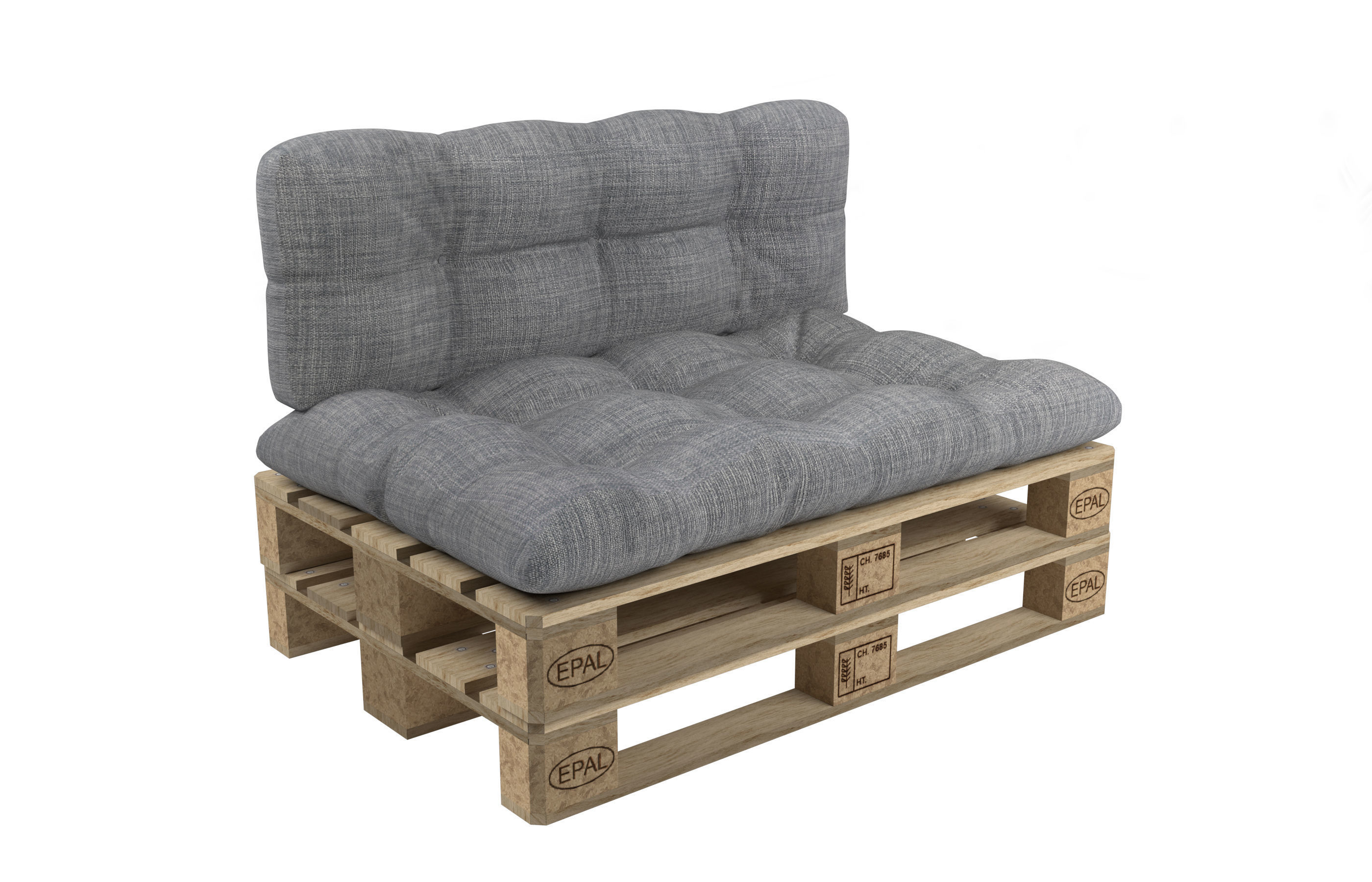 Sofa with pallets and quilted pillows - pallet furniture 3D model_8
