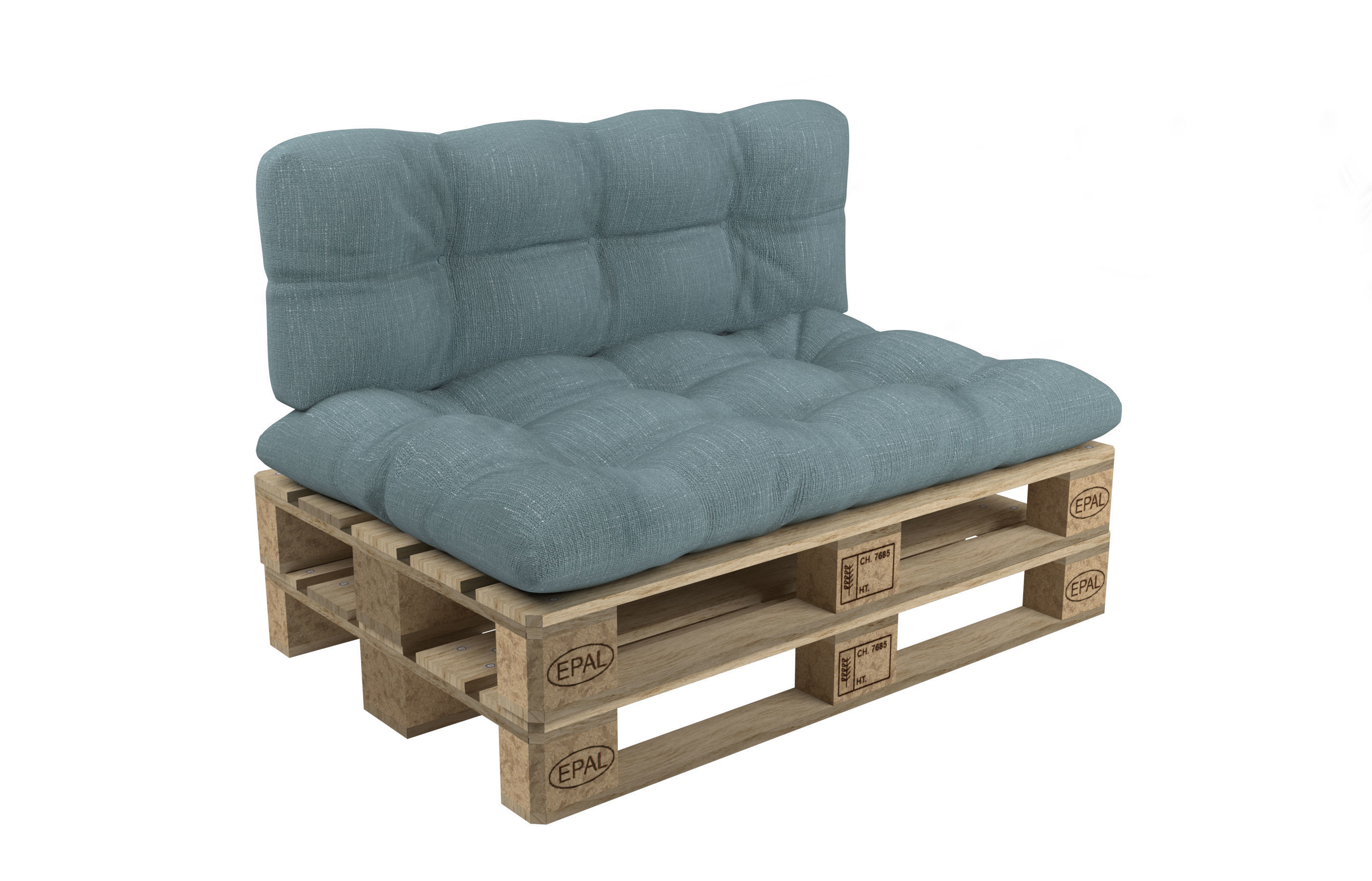 Sofa with pallets and quilted pillows - pallet furniture 3D model_5