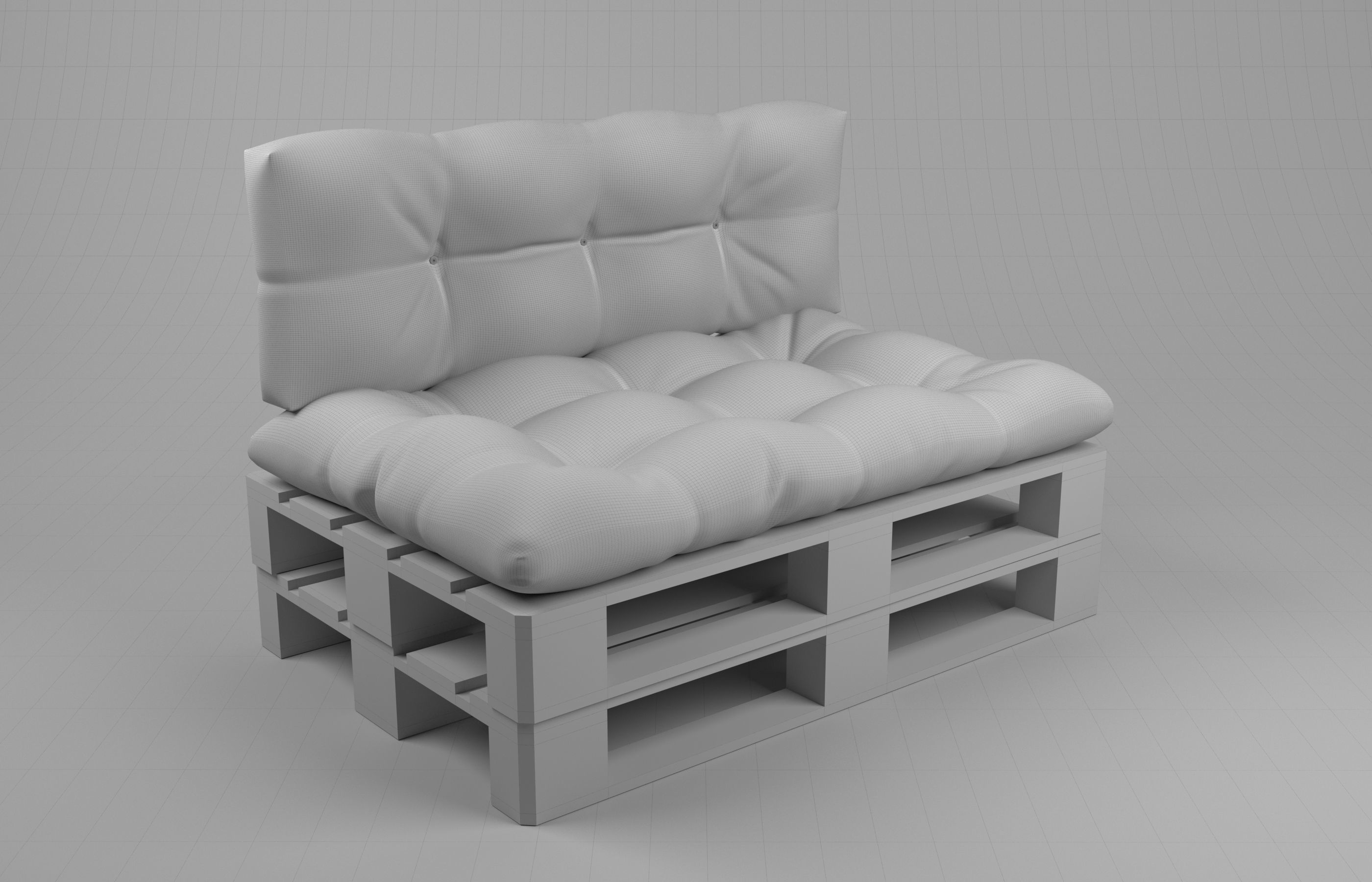 Sofa with pallets and quilted pillows - pallet furniture 3D model_11