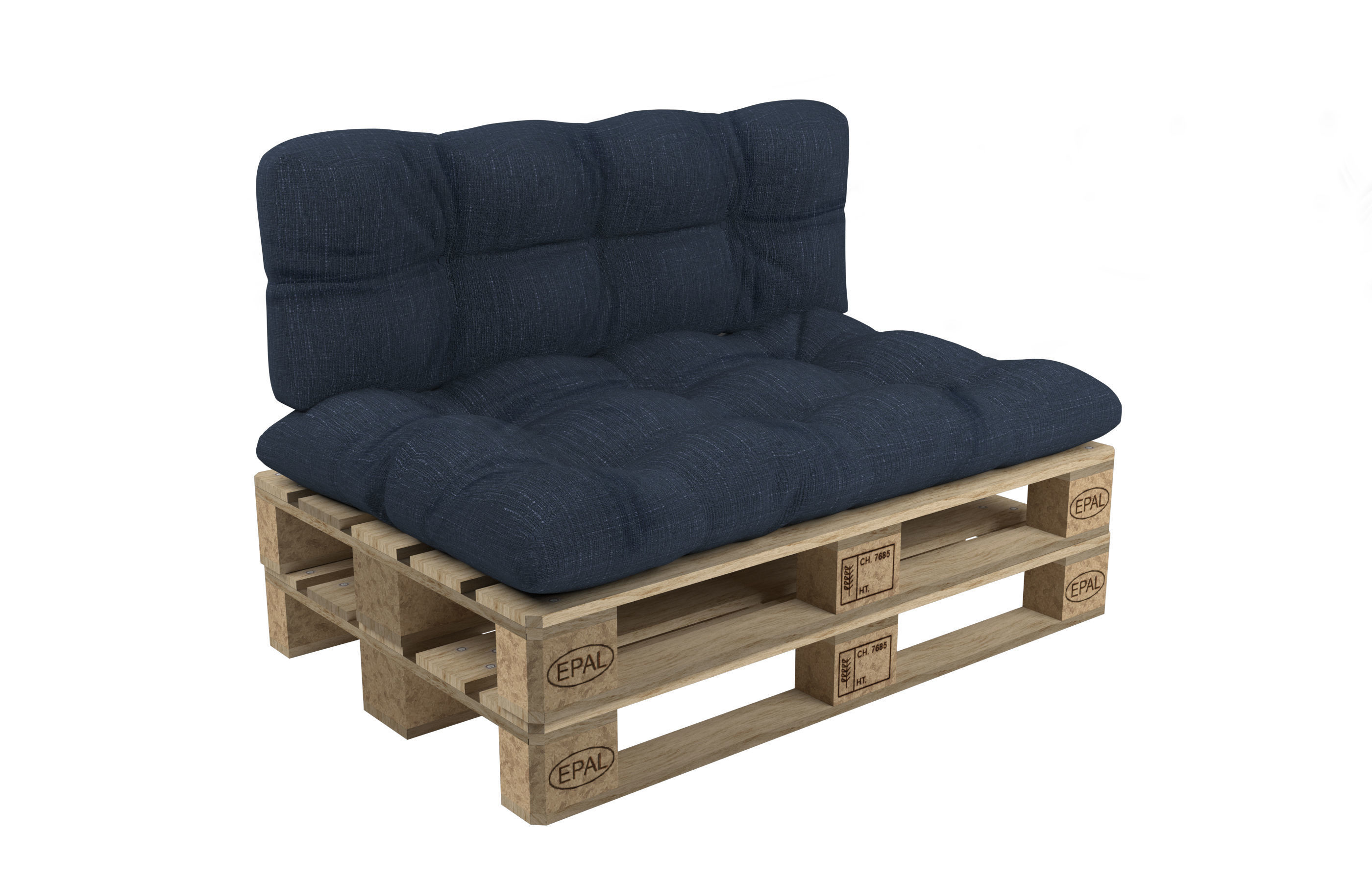 Sofa with pallets and quilted pillows - pallet furniture 3D model_6