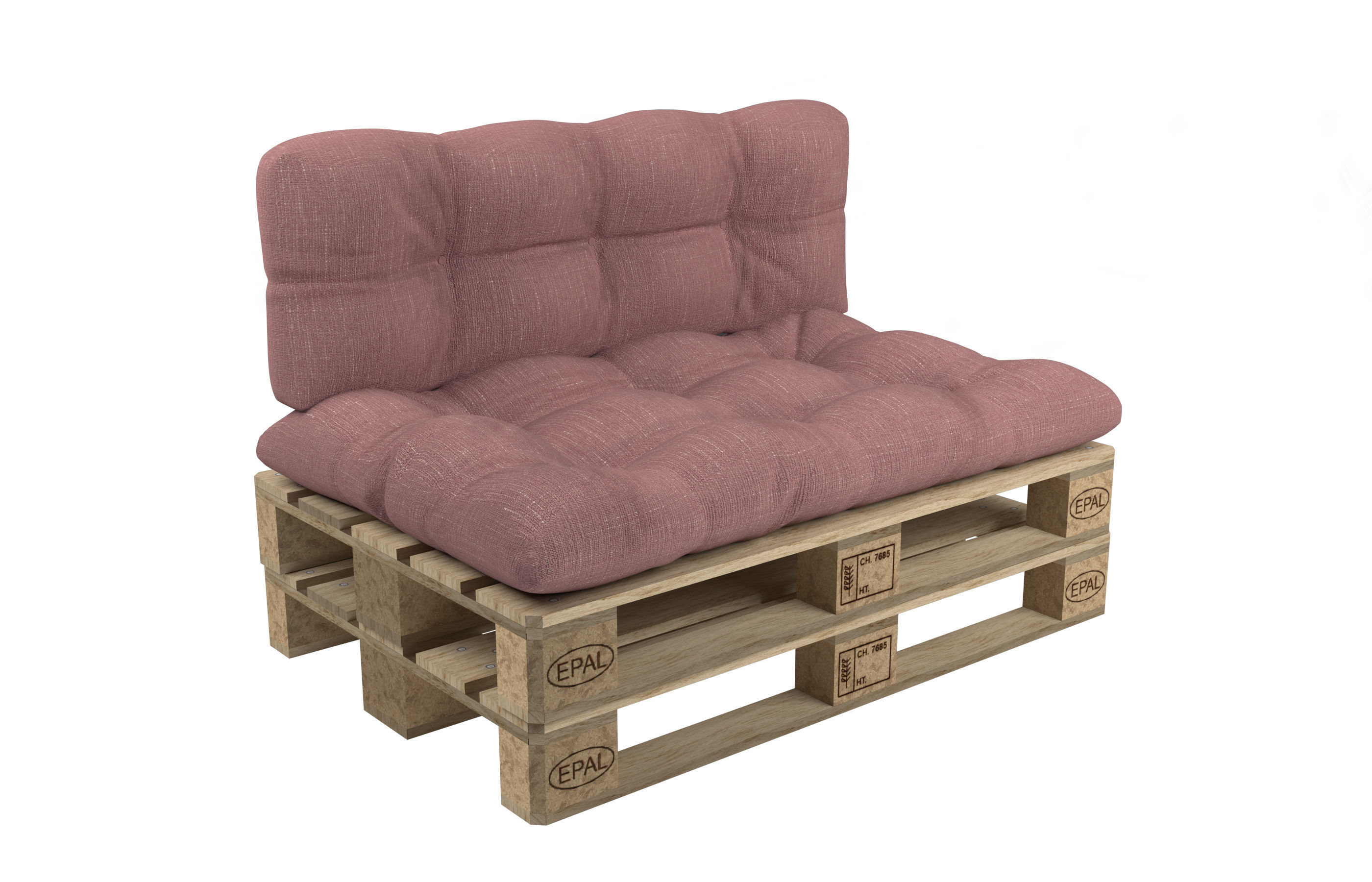 Sofa with pallets and quilted pillows - pallet furniture 3D model_4