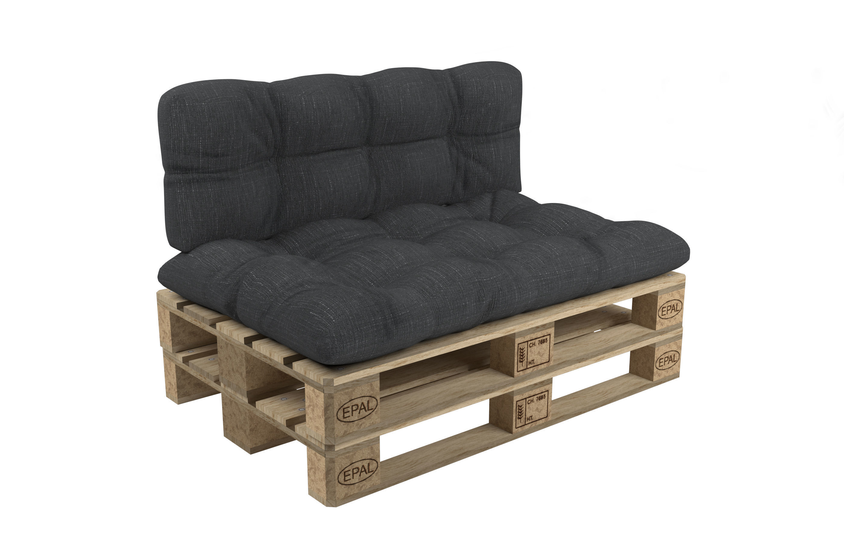 Sofa with pallets and quilted pillows - pallet furniture 3D model_9