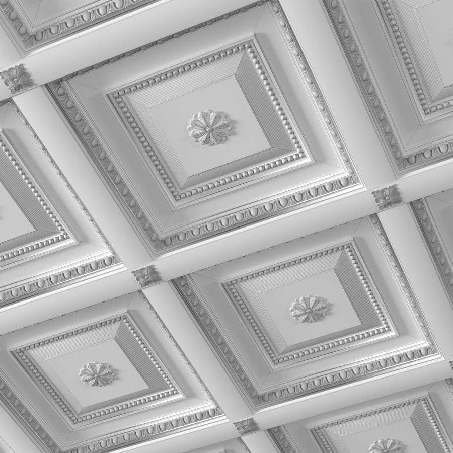 Classical coffered ceiling  3D model_7