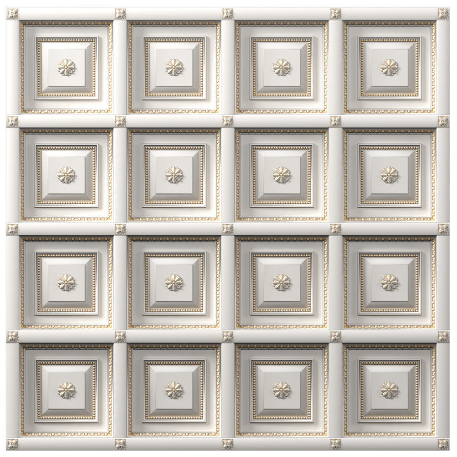 Classical coffered ceiling  3D model_2