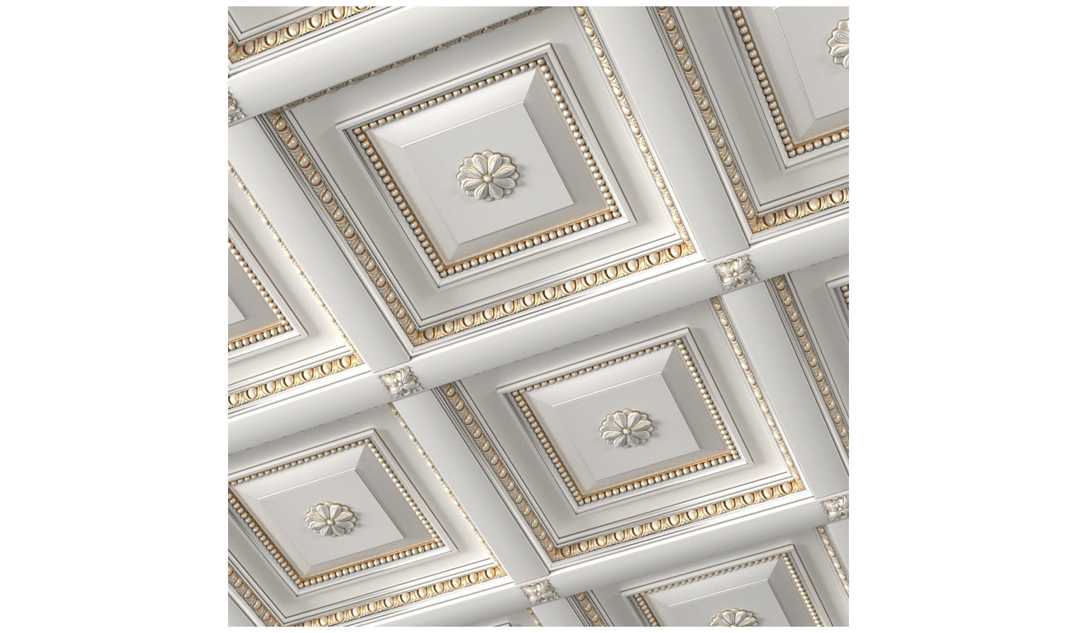 Classical coffered ceiling  3D model_3