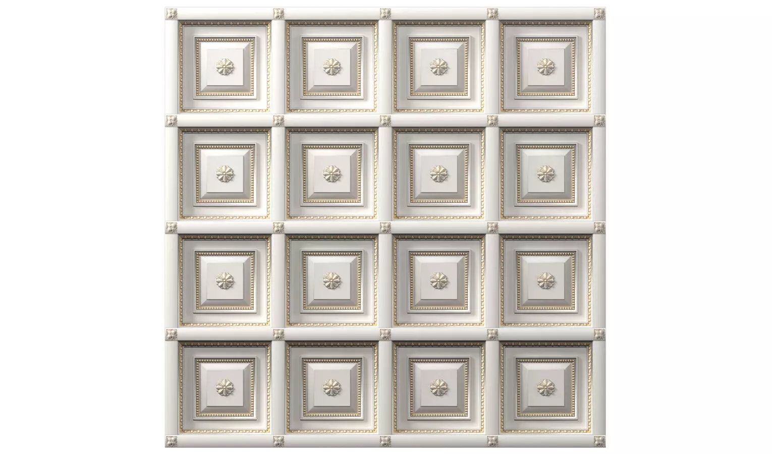 Classical coffered ceiling  3D model_0