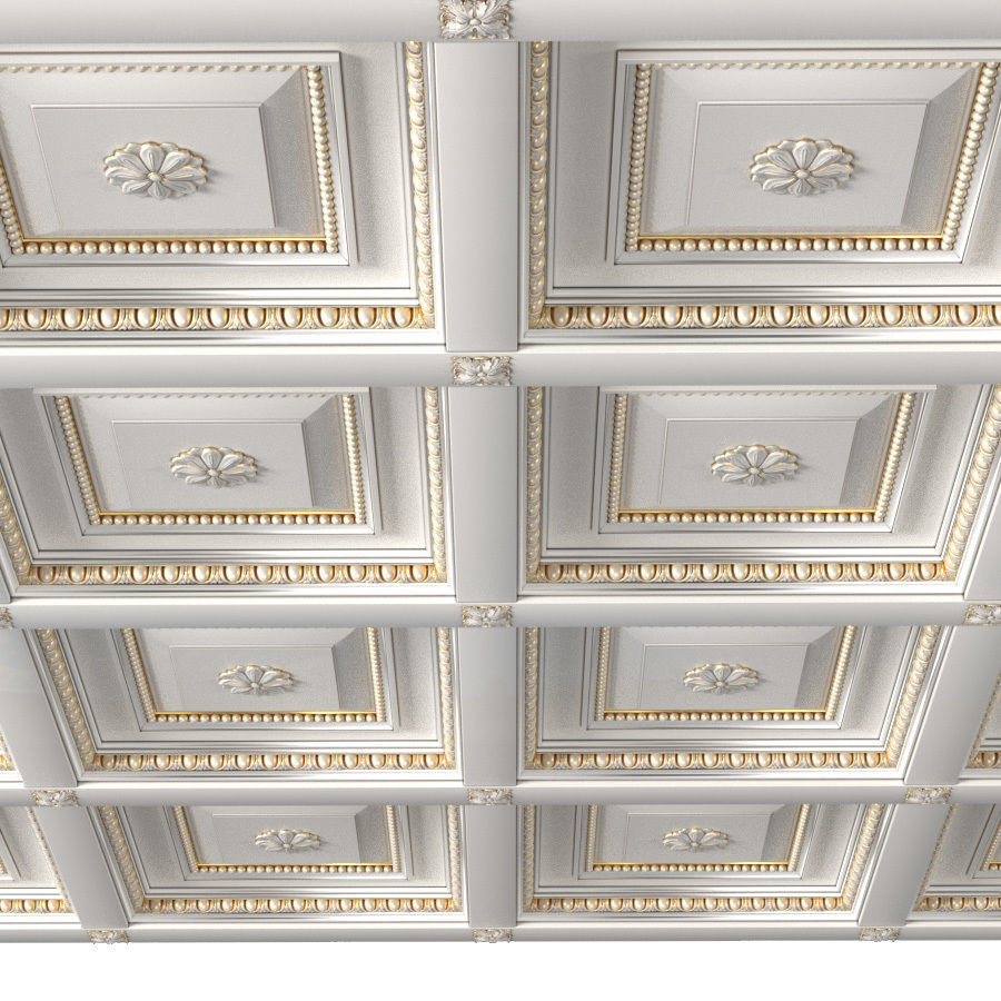 Classical coffered ceiling  3D model_6