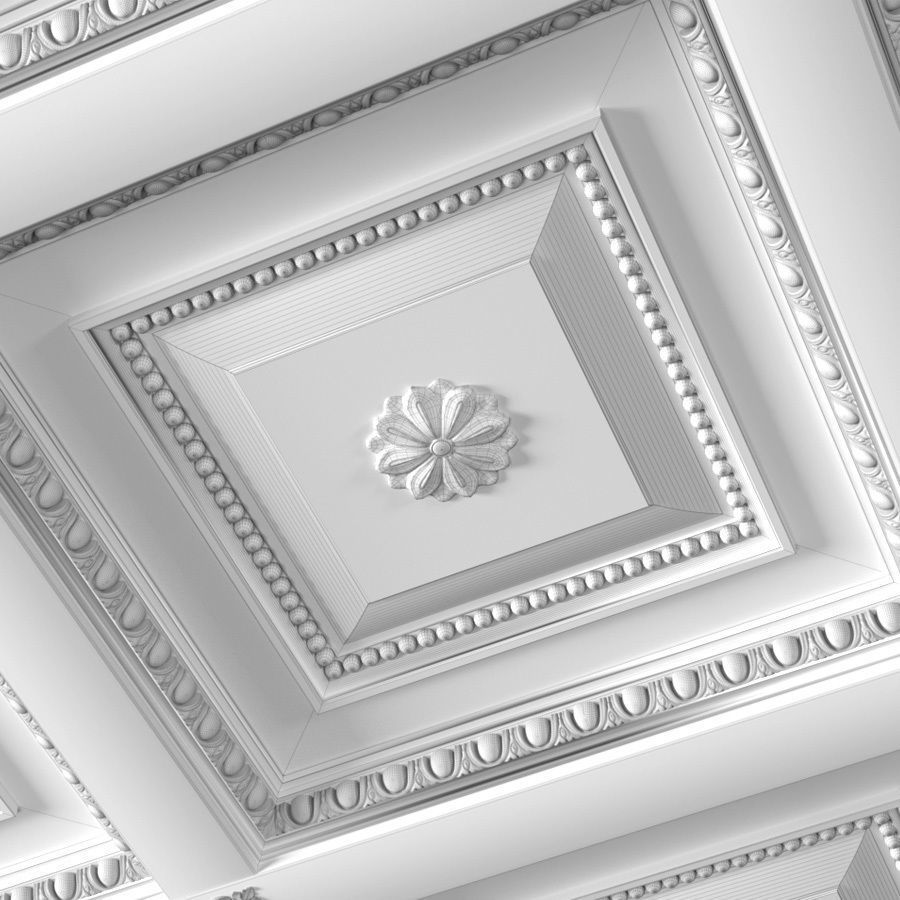 Classical coffered ceiling  3D model_8