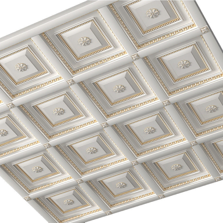 Classical coffered ceiling  3D model_1