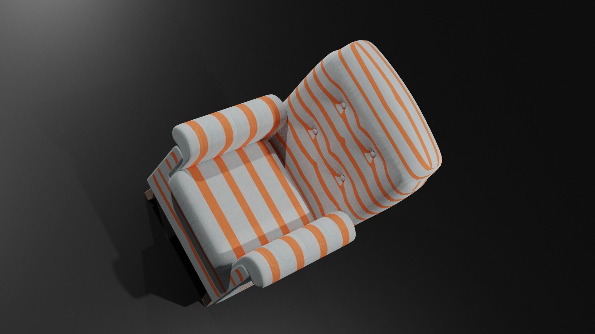 Chair orange and striped Low-poly 3D model_3