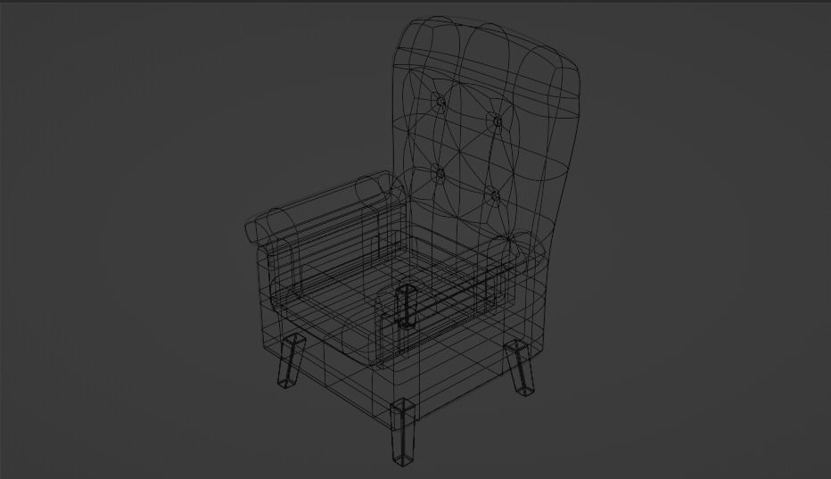 Chair orange and striped Low-poly 3D model_1