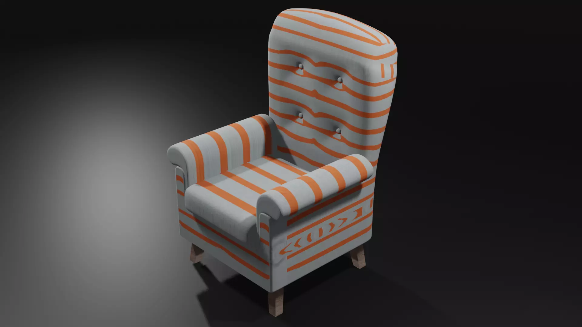 Chair orange and striped Low-poly 3D model_0