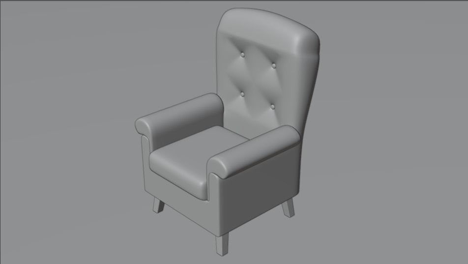 Chair orange and striped Low-poly 3D model_2