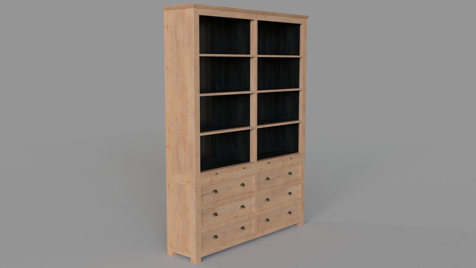 Wright Library Bookshelf White Wash 3D model_2