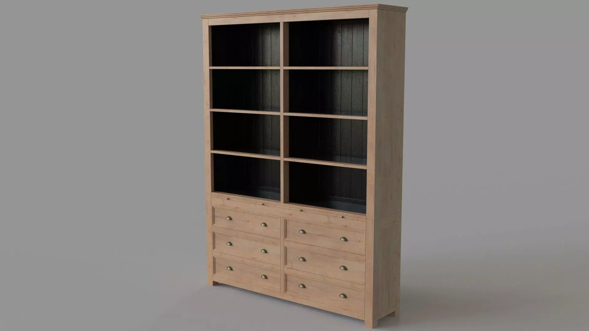 Wright Library Bookshelf White Wash 3D model_0