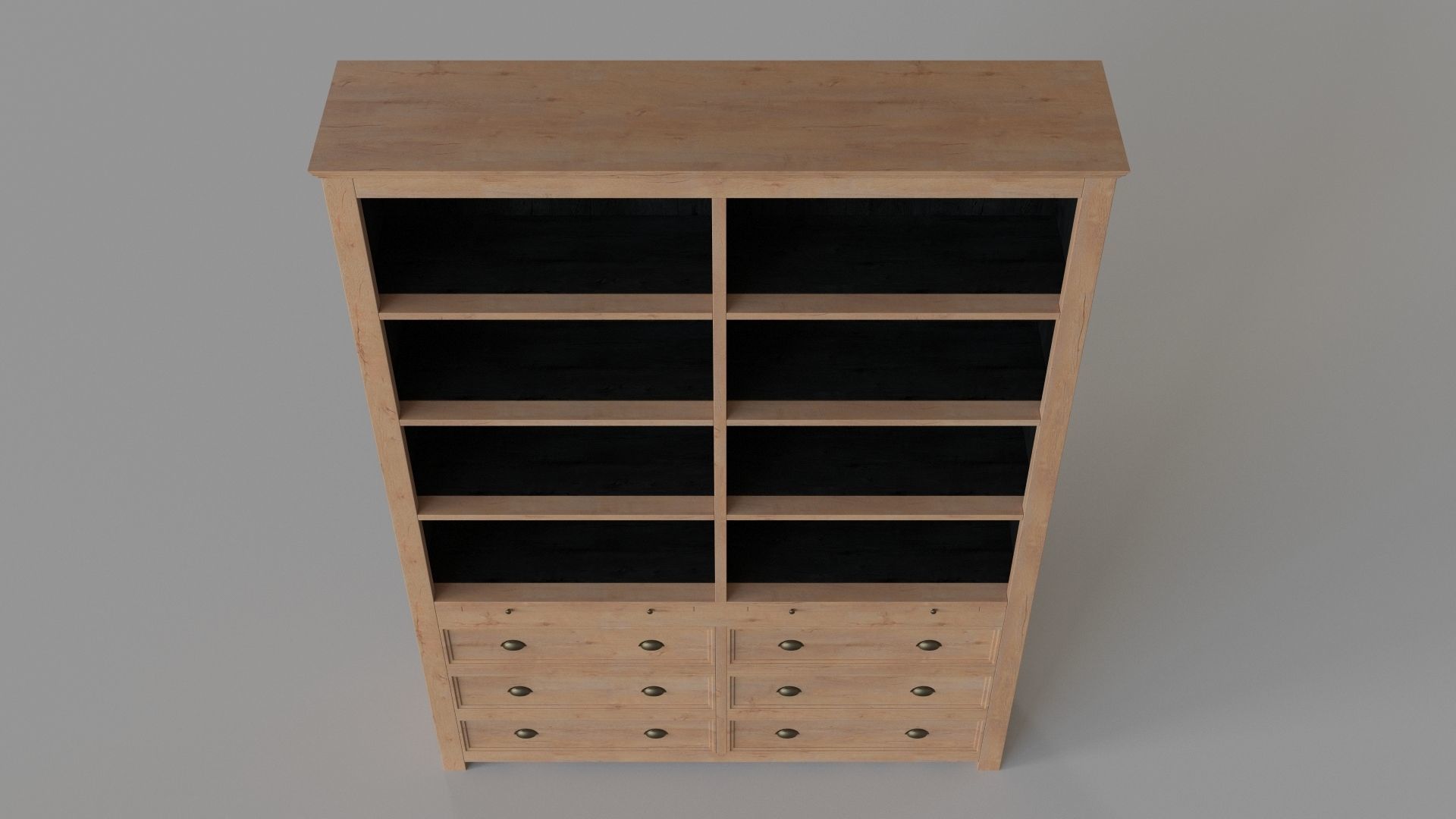 Wright Library Bookshelf White Wash 3D model_3