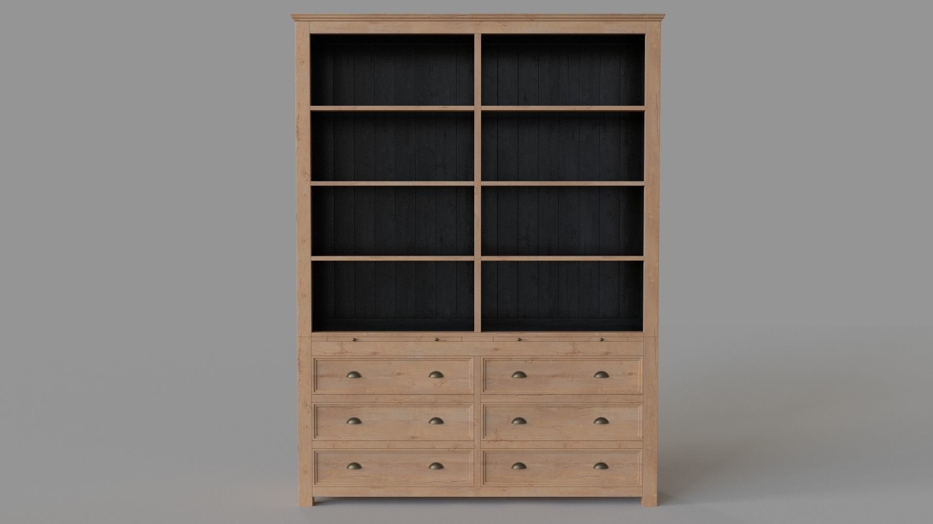 Wright Library Bookshelf White Wash 3D model_1