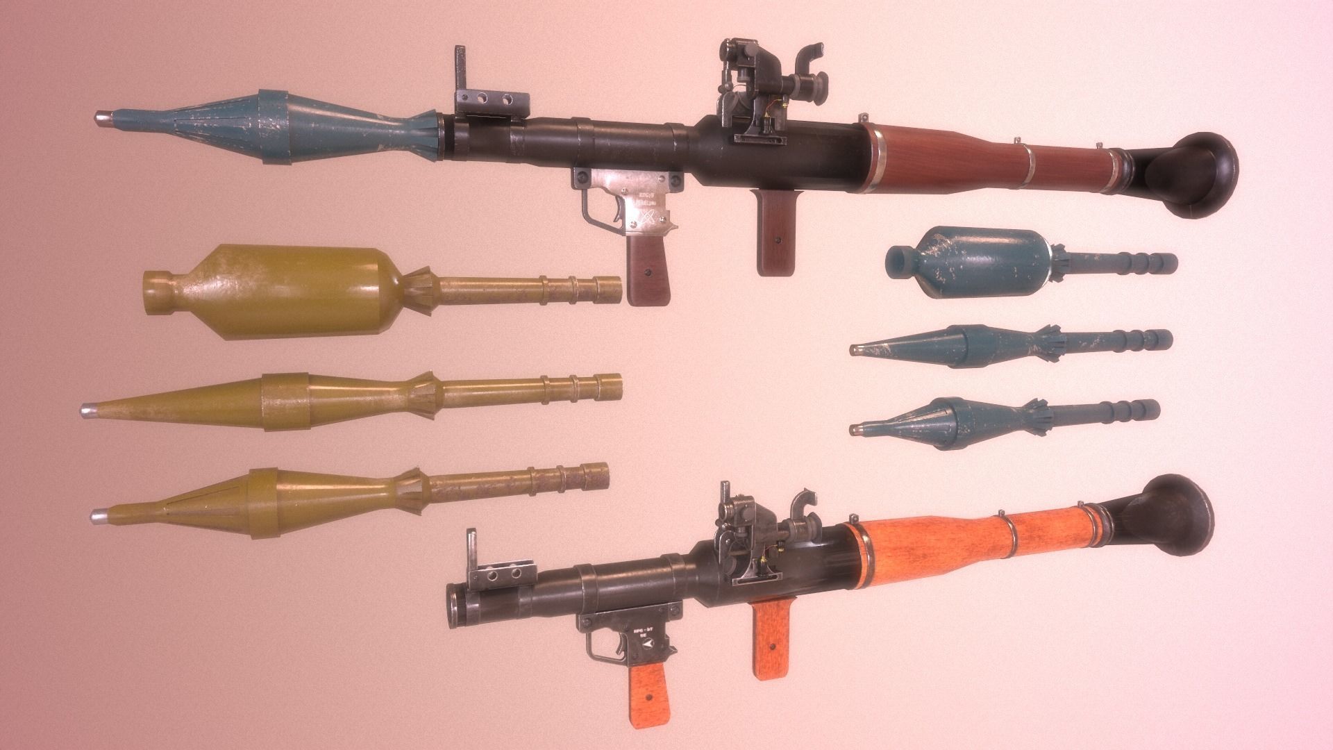 RPG 7 Launcher for Games Low Poly Low-poly 3D model_5