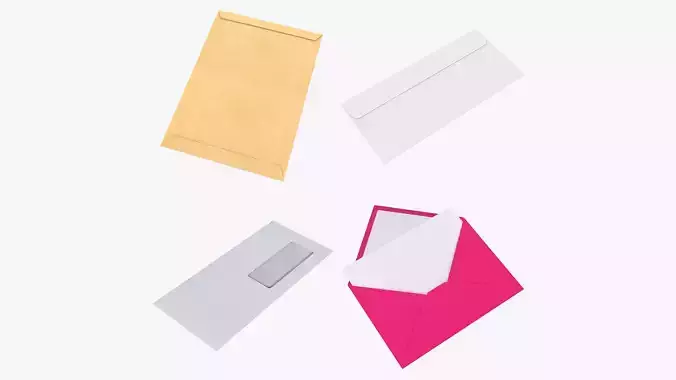 Envelopes for mockup 02 3D Model Collection