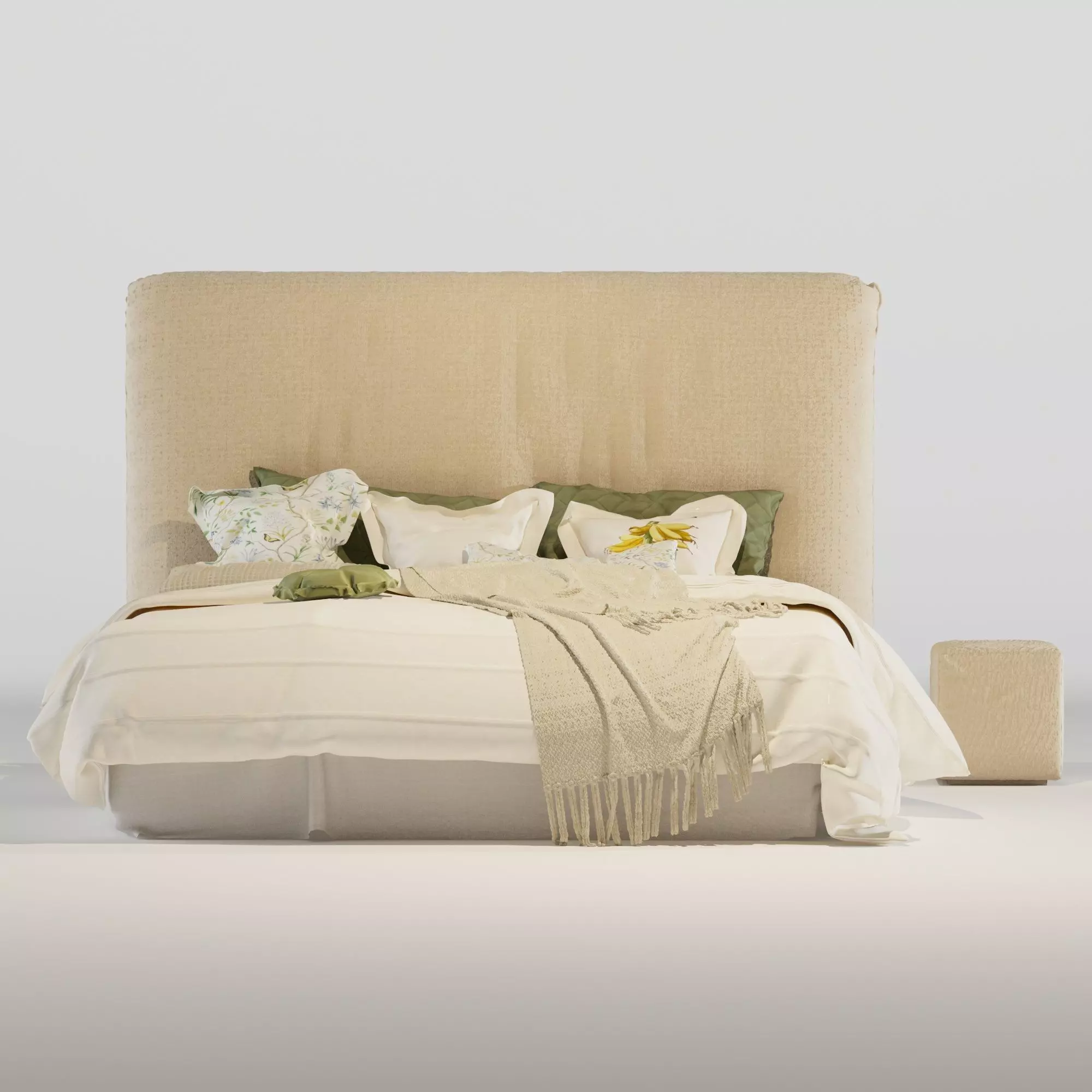 bed04 bed with headboard and pillows 3D model