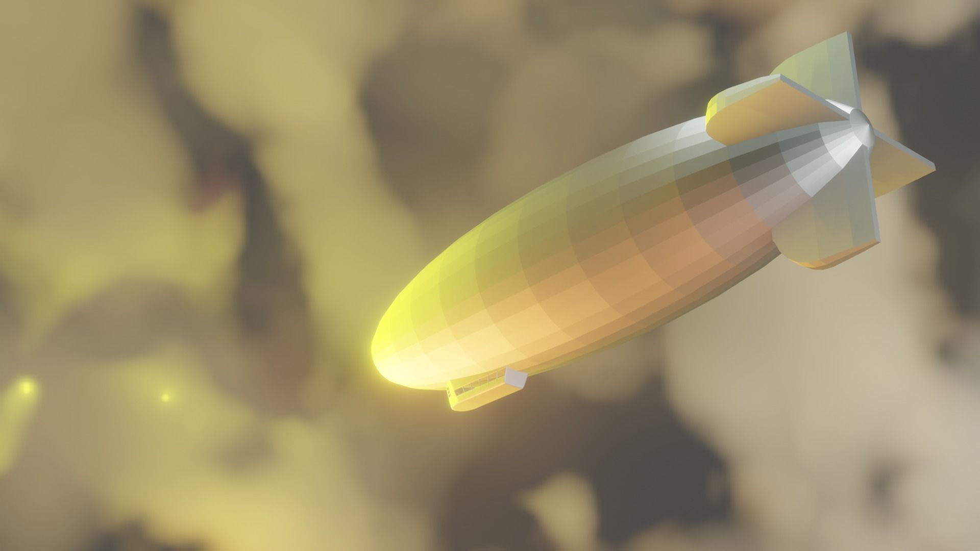 AirShip flying in sky 3D model_1