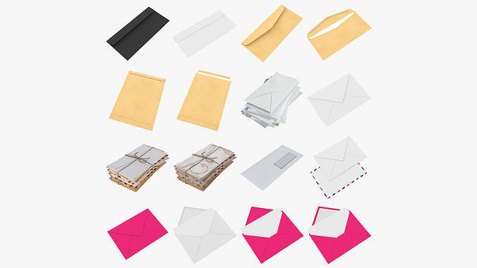 Envelopes for mockup 03 3D Model Collection