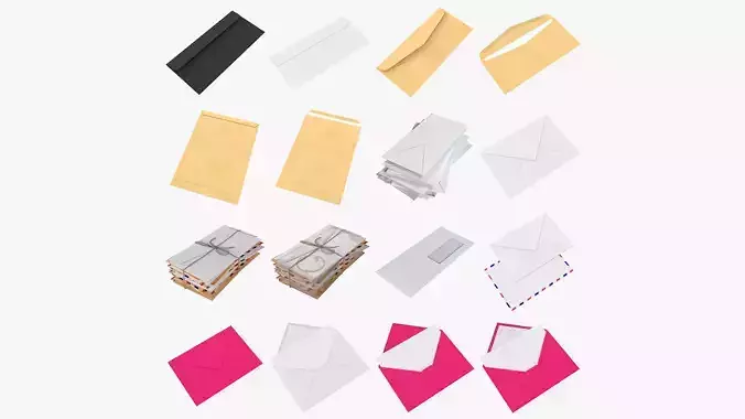 Envelopes for mockup 03 3D Model Collection