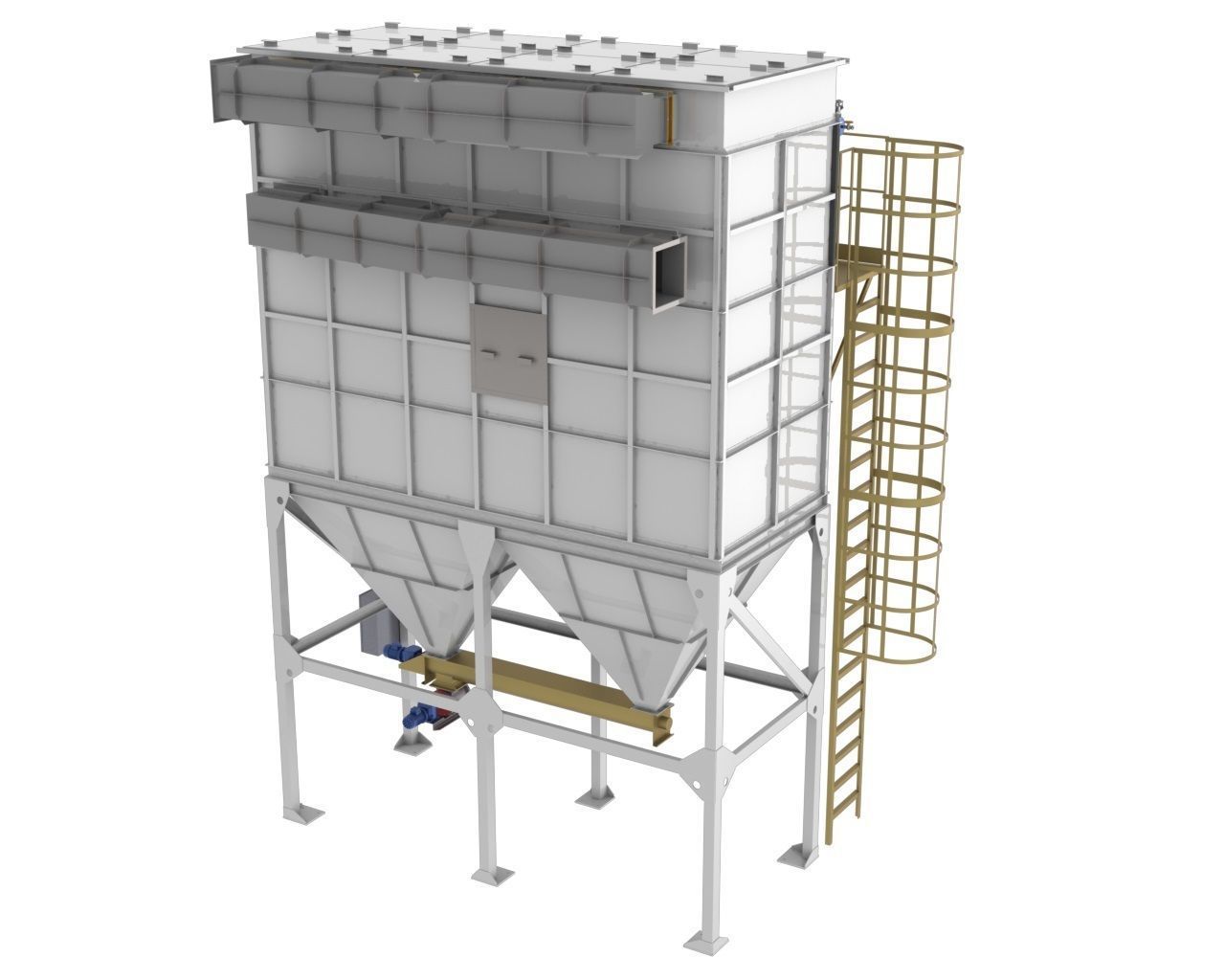 Gas and dust Bag filter Type OFF Line 3D model CGTrader