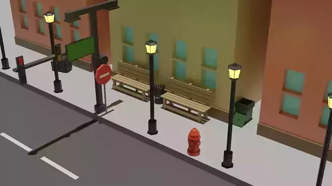 LOW POLY URBAN STREET MODELS 