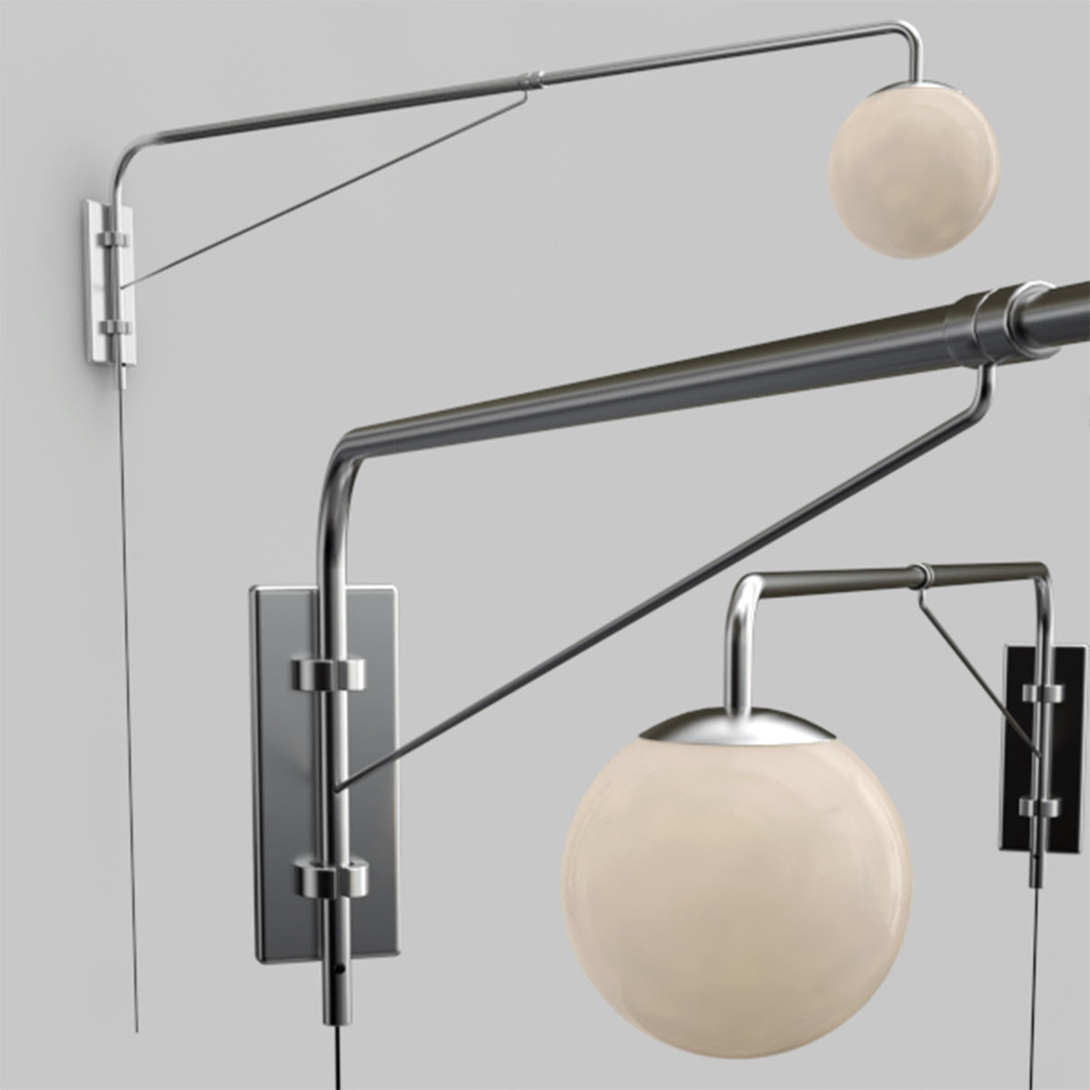 SIMRISHAMN two hanging lamps with ball in middle 3D model_1