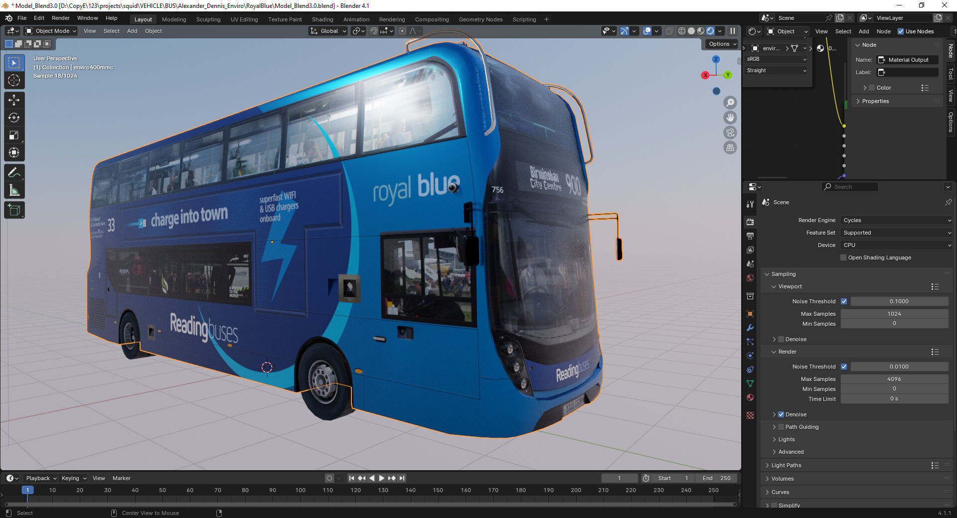 Alexander Dennis Enviro400 MMC Royal blue Low-poly 3D model_10