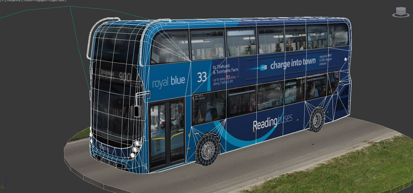 Alexander Dennis Enviro400 MMC Royal blue Low-poly 3D model_8
