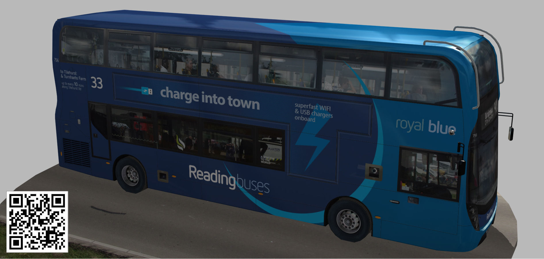 Alexander Dennis Enviro400 MMC Royal blue Low-poly 3D model_3