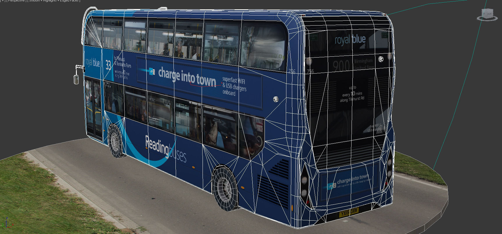 Alexander Dennis Enviro400 MMC Royal blue Low-poly 3D model_9