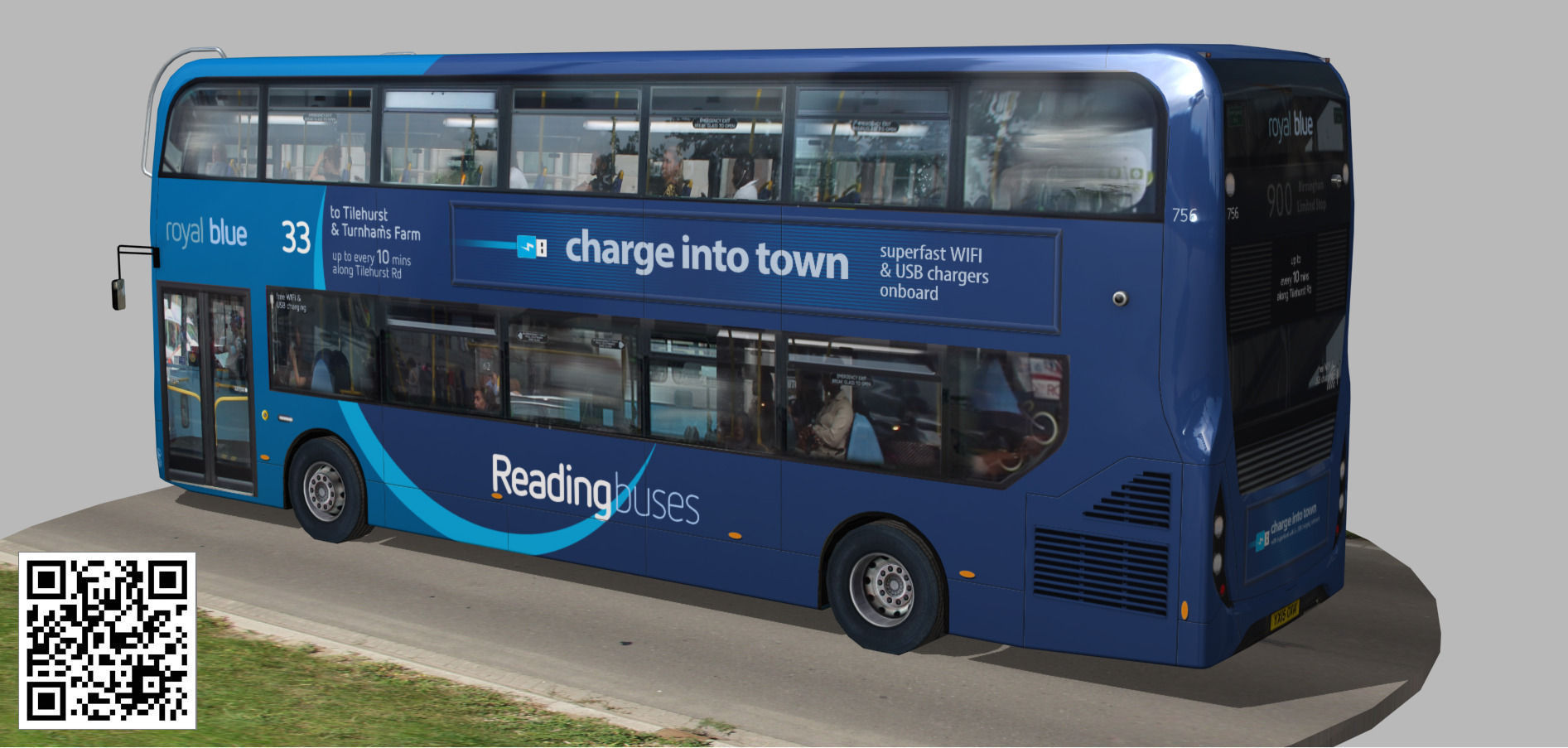 Alexander Dennis Enviro400 MMC Royal blue Low-poly 3D model_5