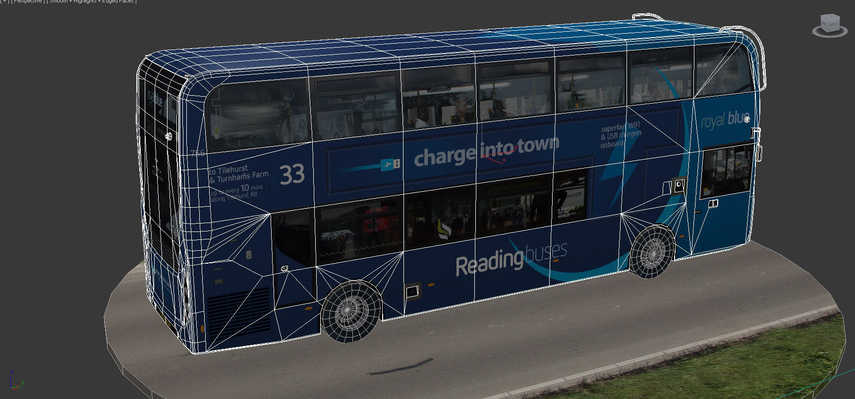 Alexander Dennis Enviro400 MMC Royal blue Low-poly 3D model_7