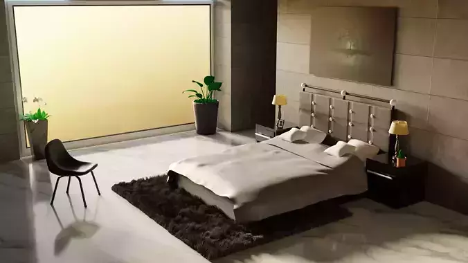 Fashionable and stylish bed in dark shades