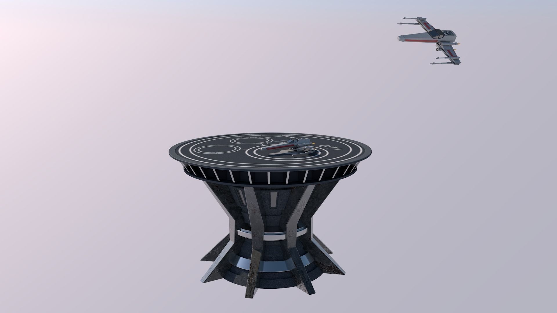Sci Fi Landing Pad Platform 3D model_2