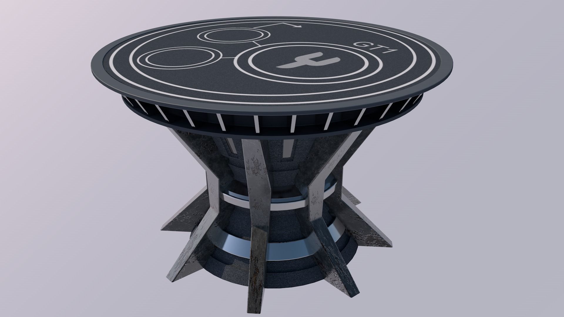 Sci Fi Landing Pad Platform 3D model_5