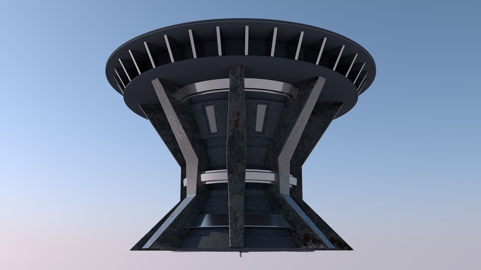 Sci Fi Landing Pad Platform 3D model_4